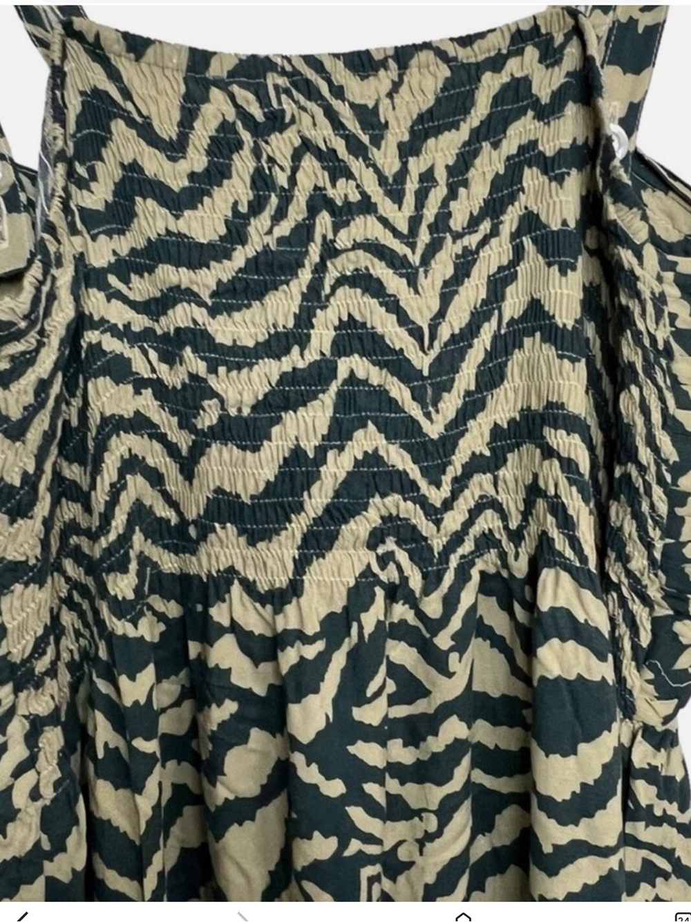 SOFT SURROUNDINGS
TAN/GREEN ANIMAL PRINT MAXI DRESS ZEBRA PLEATED TIERED - Picture 14 of 16
